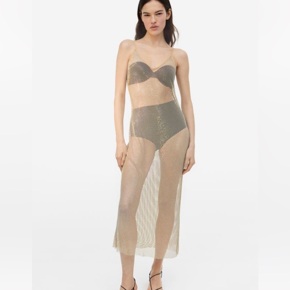 H&M Embellished Mesh Dress